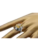 Vintage jedinečný kruh Žlutý Perydot 925 Sterling Silver VRC043S